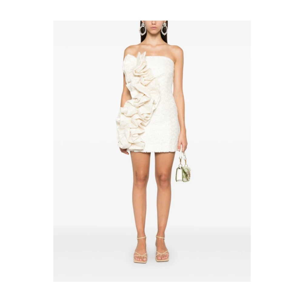 Rotate Birger Christensen Korte Mouw Kant met Ruches Jurk White Dames