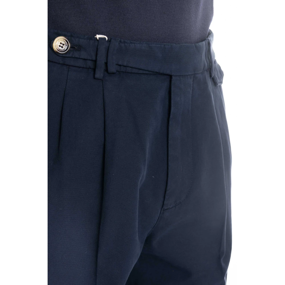 BRUNELLO CUCINELLI Blauwe Katoenen Gabardine Broek Blue Heren