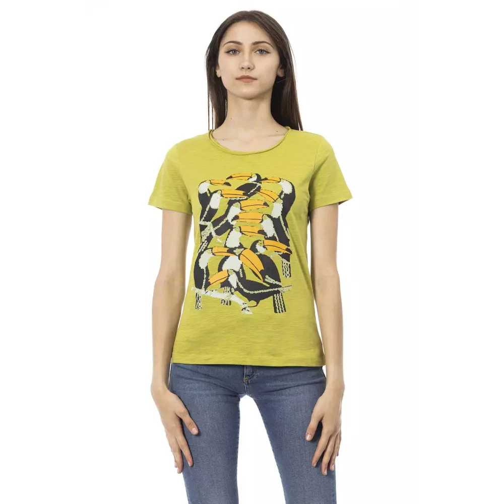 Trussardi Damen Grün Action Es Baumwoll-T-Shirt Mit Kurzen Ärmeln