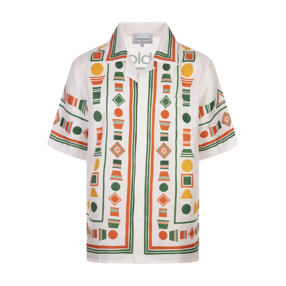 Casablanca Witte Zijden Shirt met Speelse Adelaar Multicolor Heren