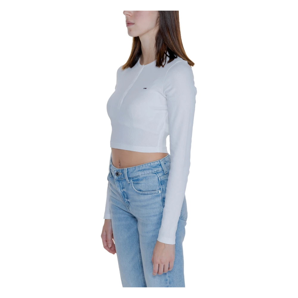 Tommy Jeans Henley Dames T-shirt Katoenmix White Dames