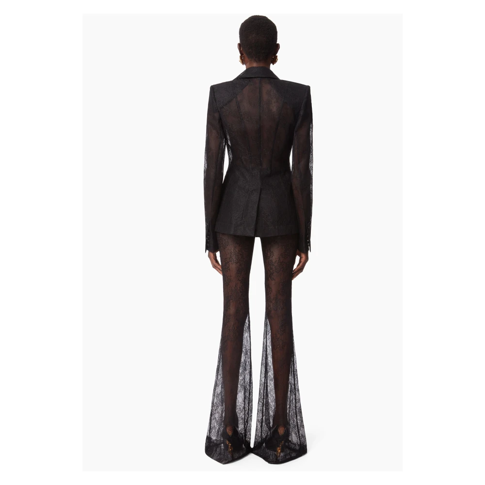Nina Ricci Zwarte Chantilly Lace Flared Broek Black Dames