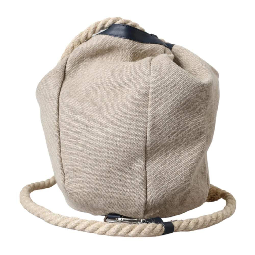 Dolce & Gabbana Beige Canvas Bucket Bag met Logo Beige Heren