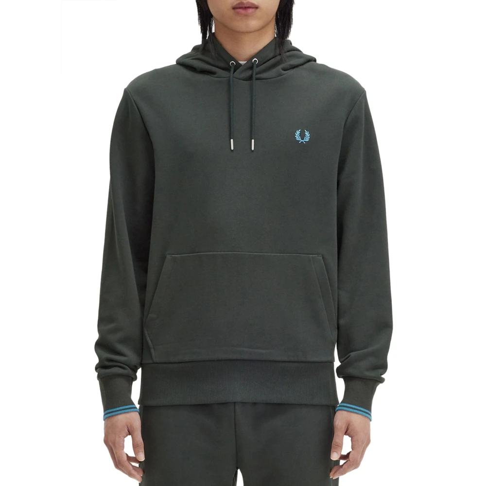 Fred Perry Klassieke hoodie met Tipped manchetten Green Heren