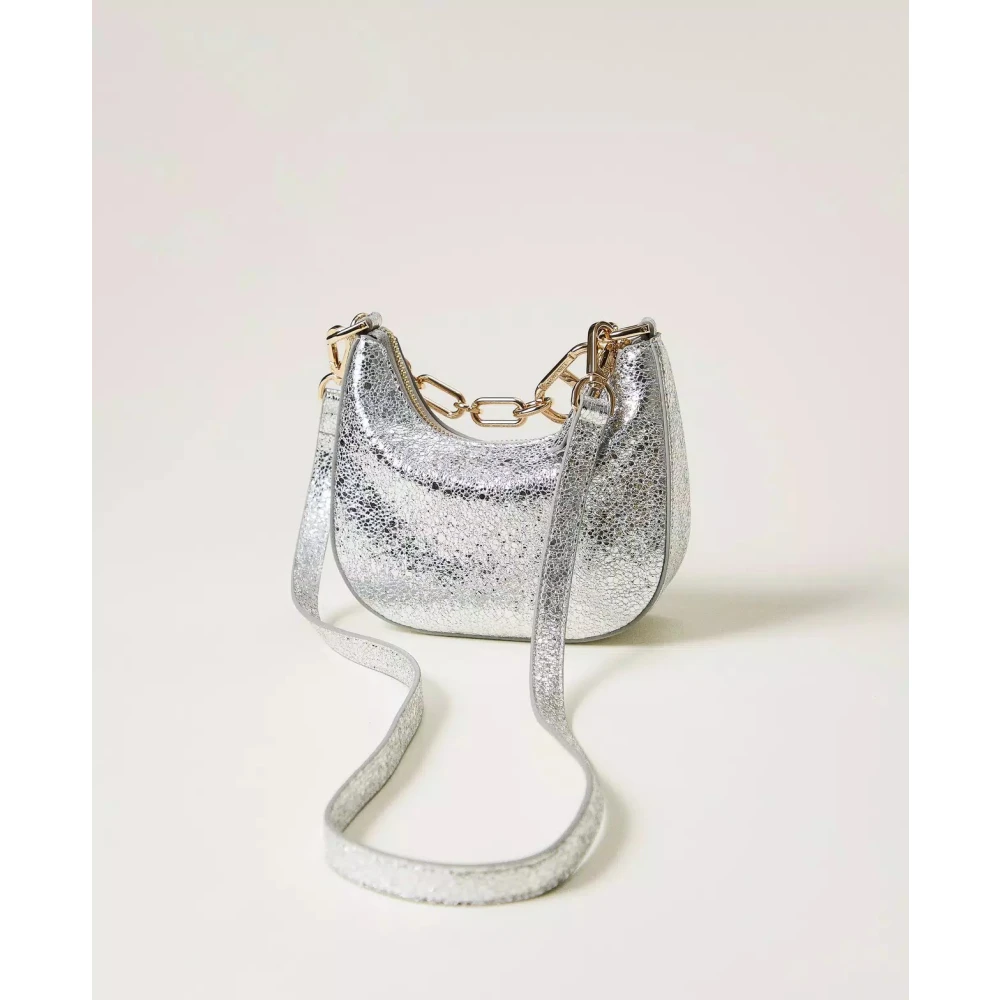 Twinset Mini Croissant Gelamineerde Tas White Dames