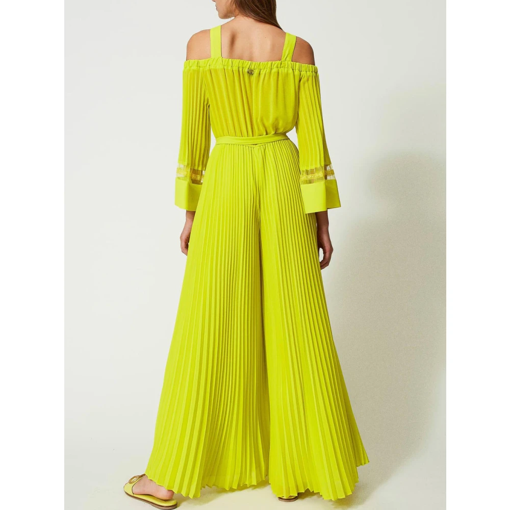 Twinset Georgette Plissé Jumpsuit Green Dames