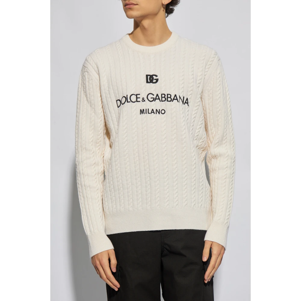 Dolce & Gabbana Trui met logo Beige Heren