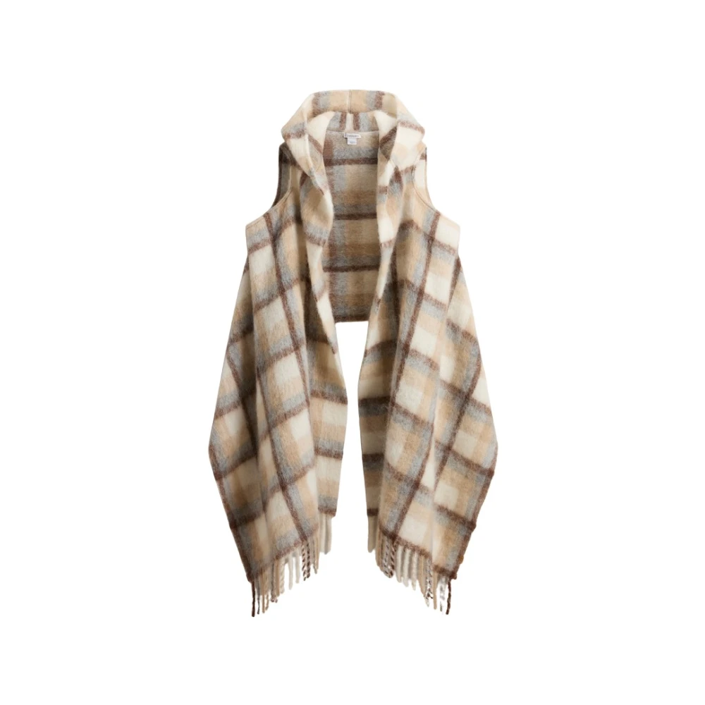 Woolrich Crème Check Alpaca Mohair Sjaal Cape Multicolor Dames