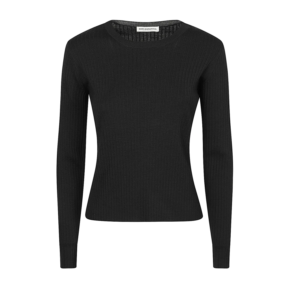 Goes Botanical Zwarte ronde hals shirt Black Dames