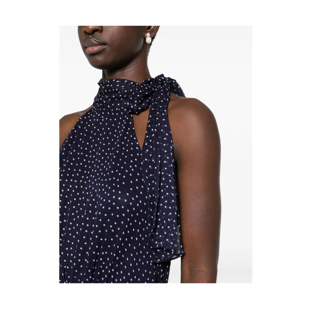 Rixo Halternek Jurk met Polka Dot Blue Dames