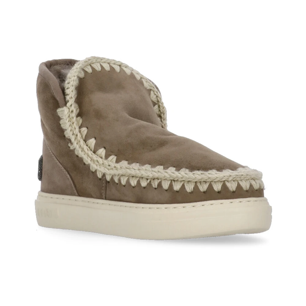 Mou Bruine Suède Leren Sneakers met Wolsteken Brown Dames