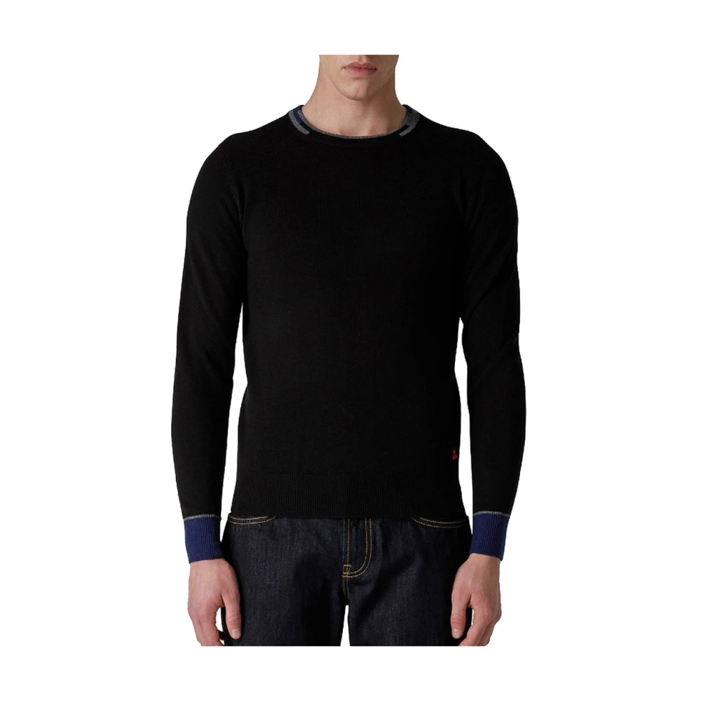 Peuterey Slim Fit Sweatshirt van wolmix met contrasterende randen en geborduurd logo Black Heren