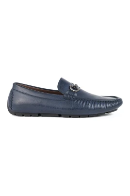 Blå Elegant Stängda Mocassins