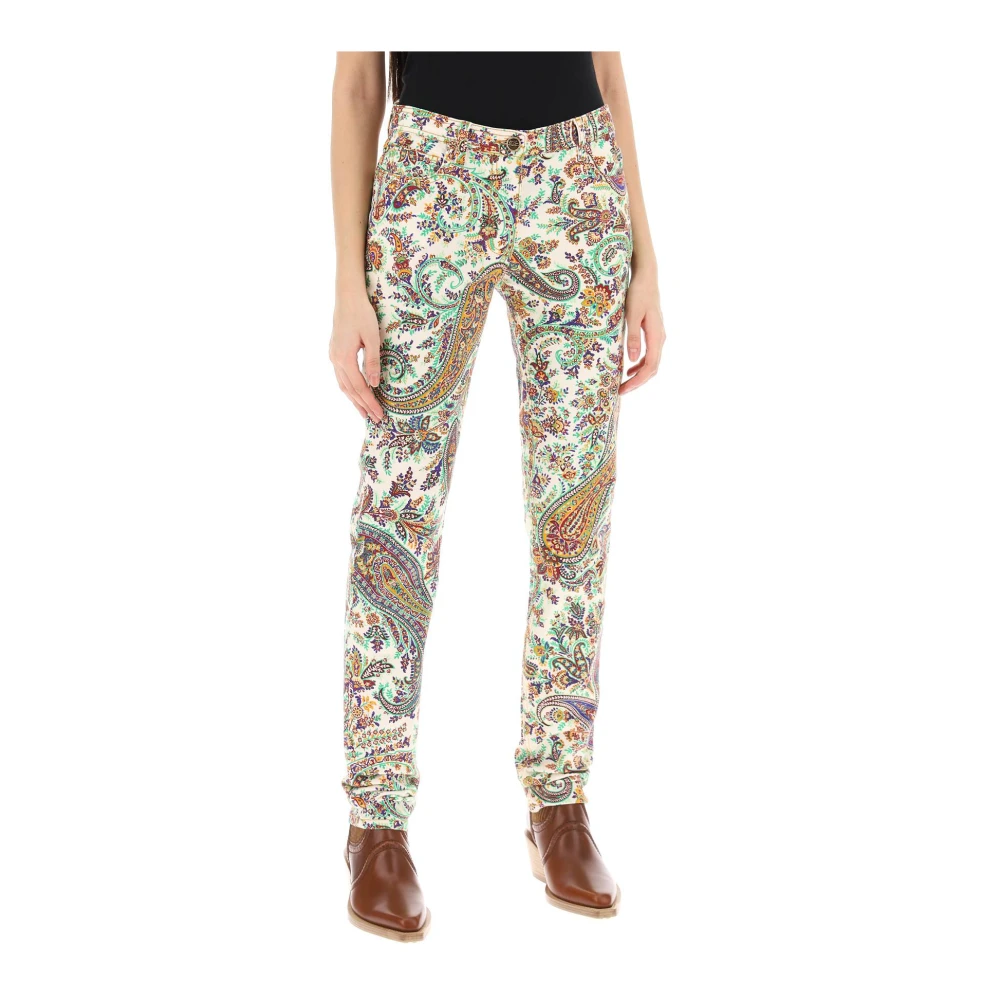 ETRO Paisley Slim Fit Denim Jeans Multicolor Dames