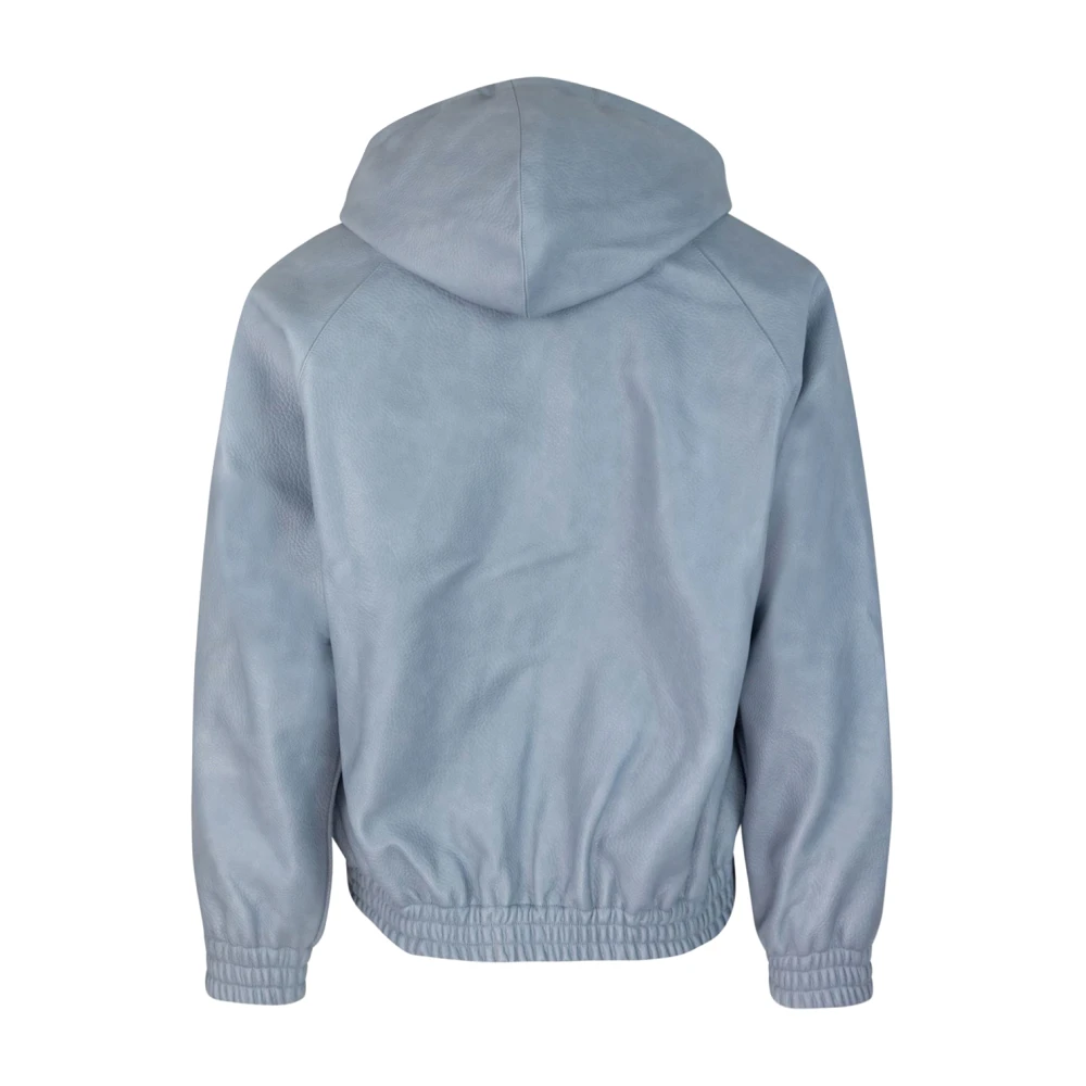Arte Antwerp Blauwe leren jas met capuchon Blue Heren