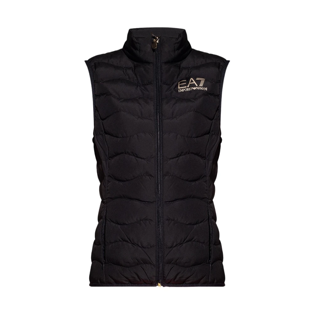 Emporio Armani Ea7 Damen Schwarz Isolierte Weste Mit Logo