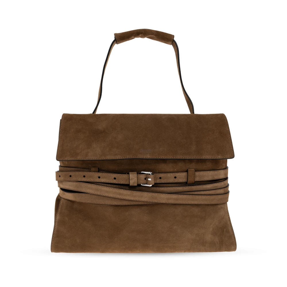 Moschino Women's Brown Tie Me Belted Suede Tote