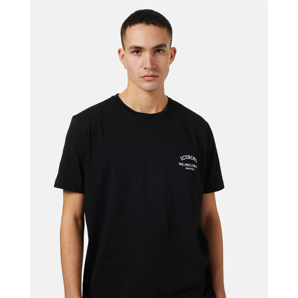 Iceberg Zwart T-shirt met logo Black Heren