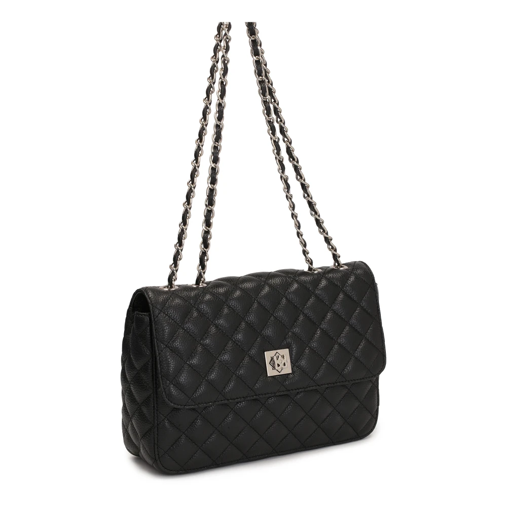 Kazar Gewatteerde tas met een ketting verweven met een leren band Black Dames