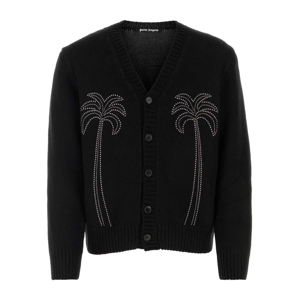 Palm Angels Zwarte nylon blend cardigan Black Heren