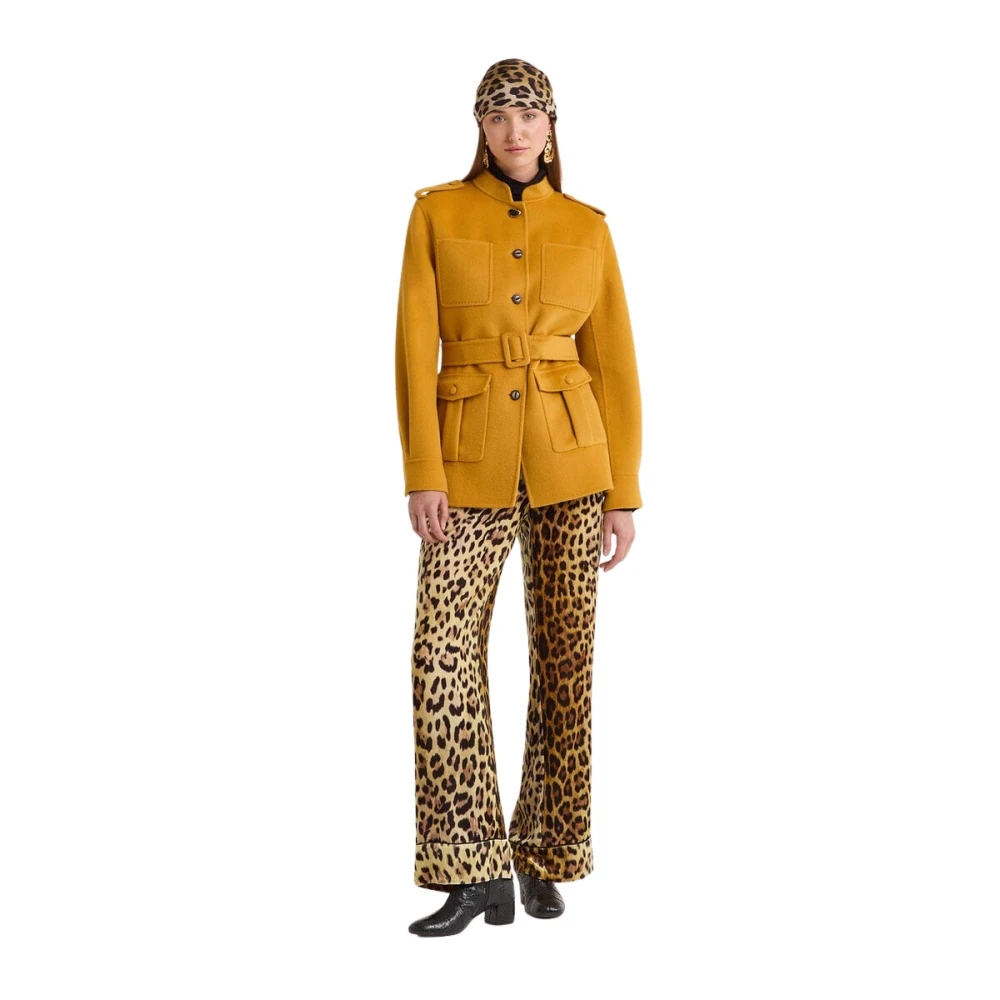 Maliparmi Women's Brown Wide Trousers, S, Velvet Prints Trousers
