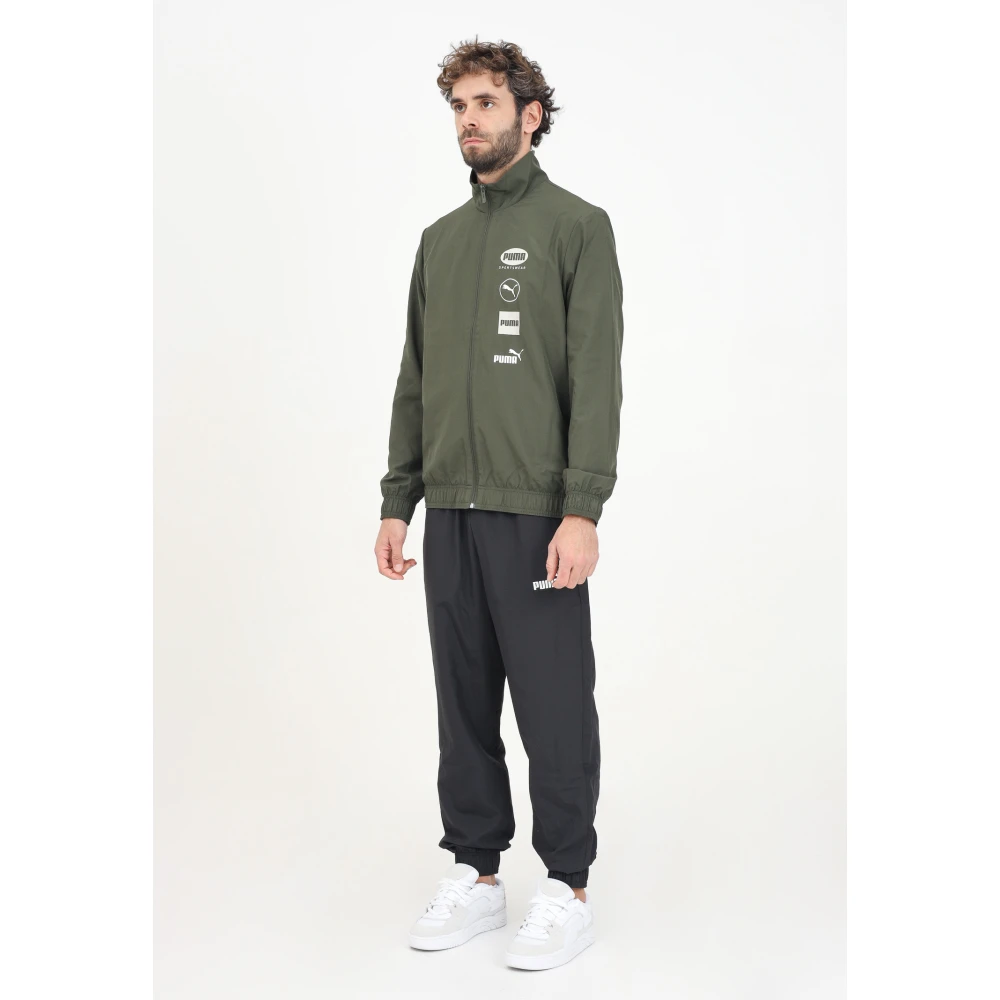 Puma Sportief Zwart en Groen Trainingspak Set Green Heren