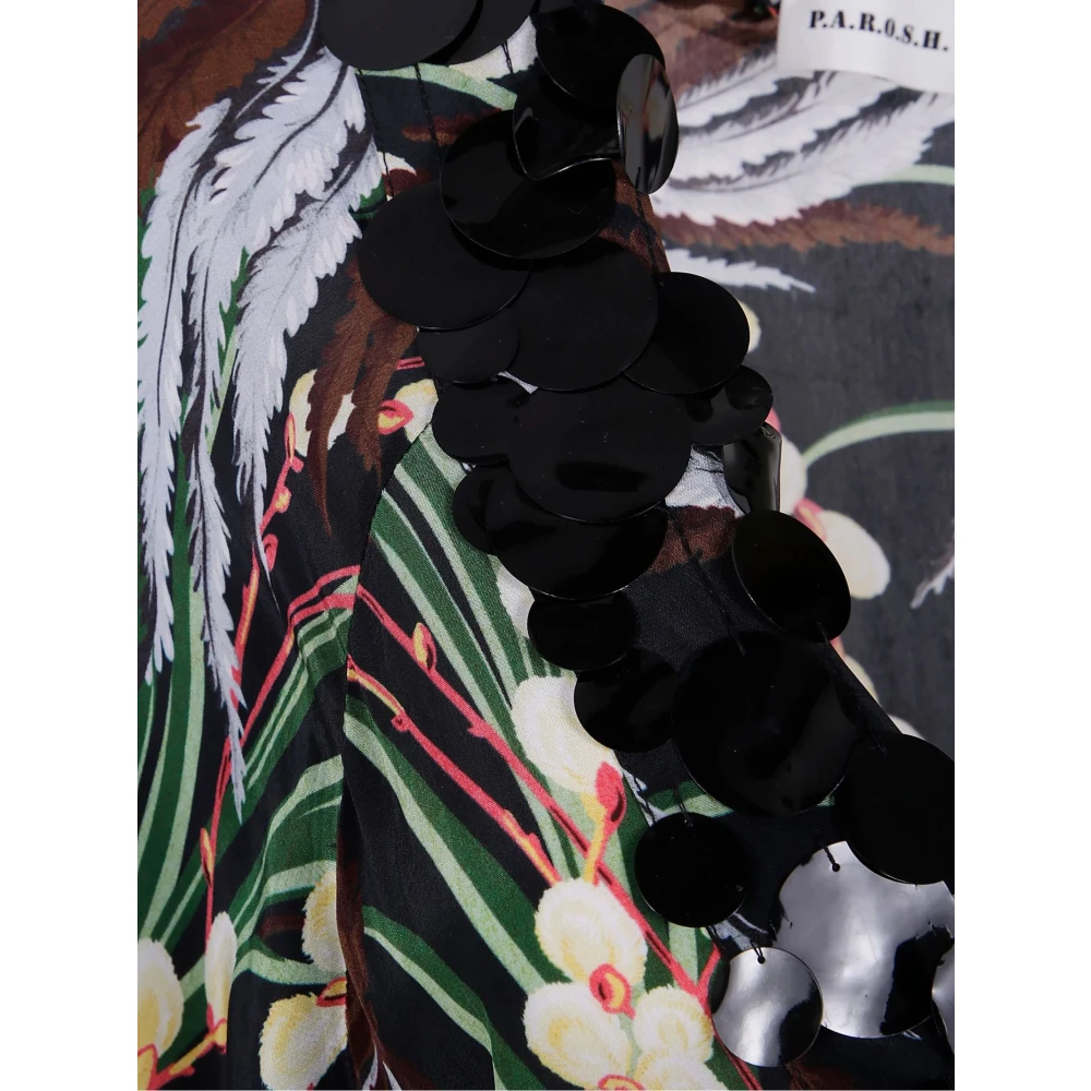 P.a.r.o.s.h. Zwarte Bedrukte Maxi Jurk met Pailletten Black Dames
