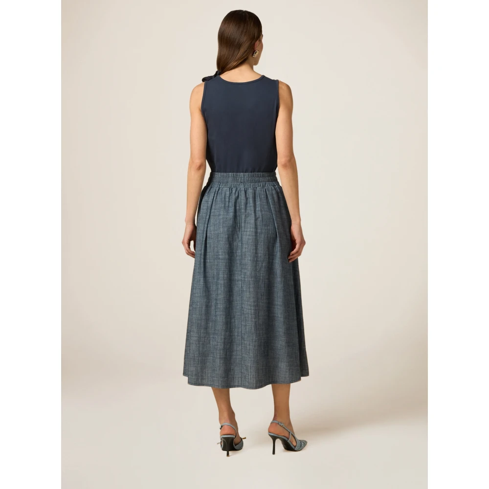 Oltre Denim-Effect Linnen Midi Rok Blue Dames