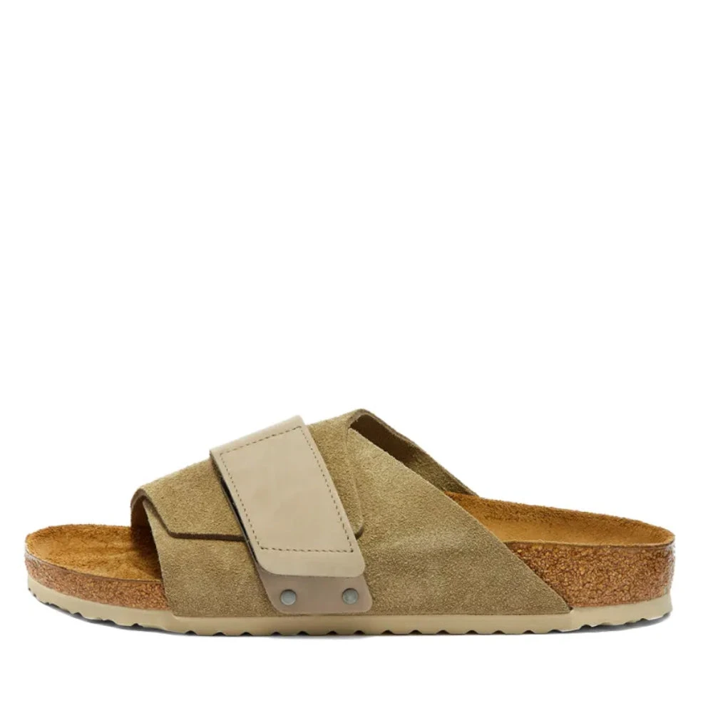 Birkenstock Kyoto Nubuck-Suede Lädertofflor Beige, Herr