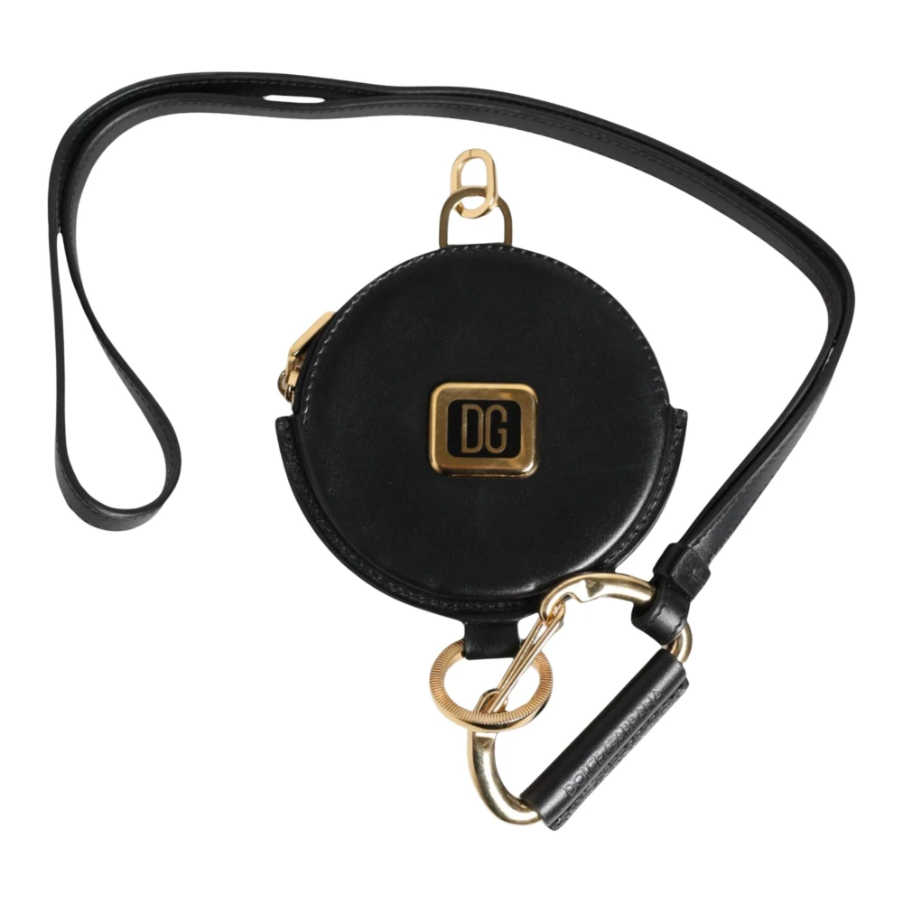Dolce & Gabbana Unisex Black Wallets & Cardholders, One Size, Leather Coin Purse Lanyard Wallet