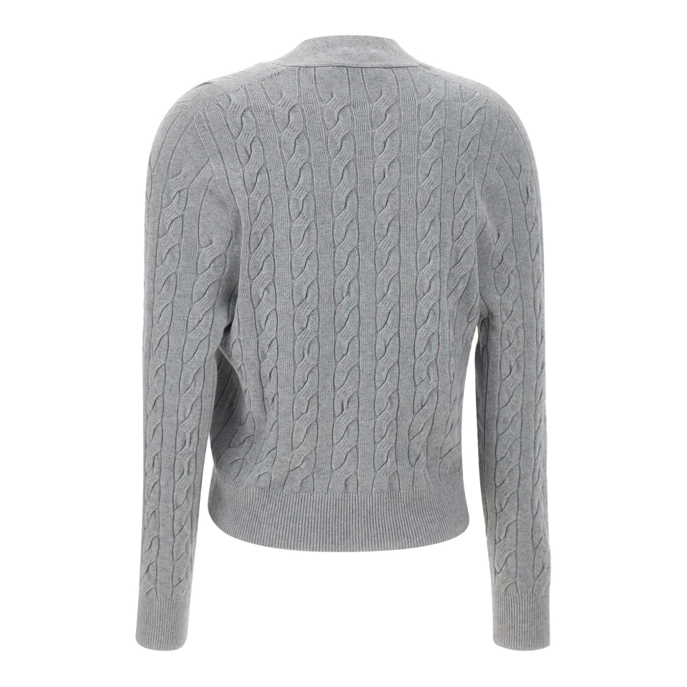 Kaos Grijze Vest met V-hals en Kabelpatroon Gray Dames