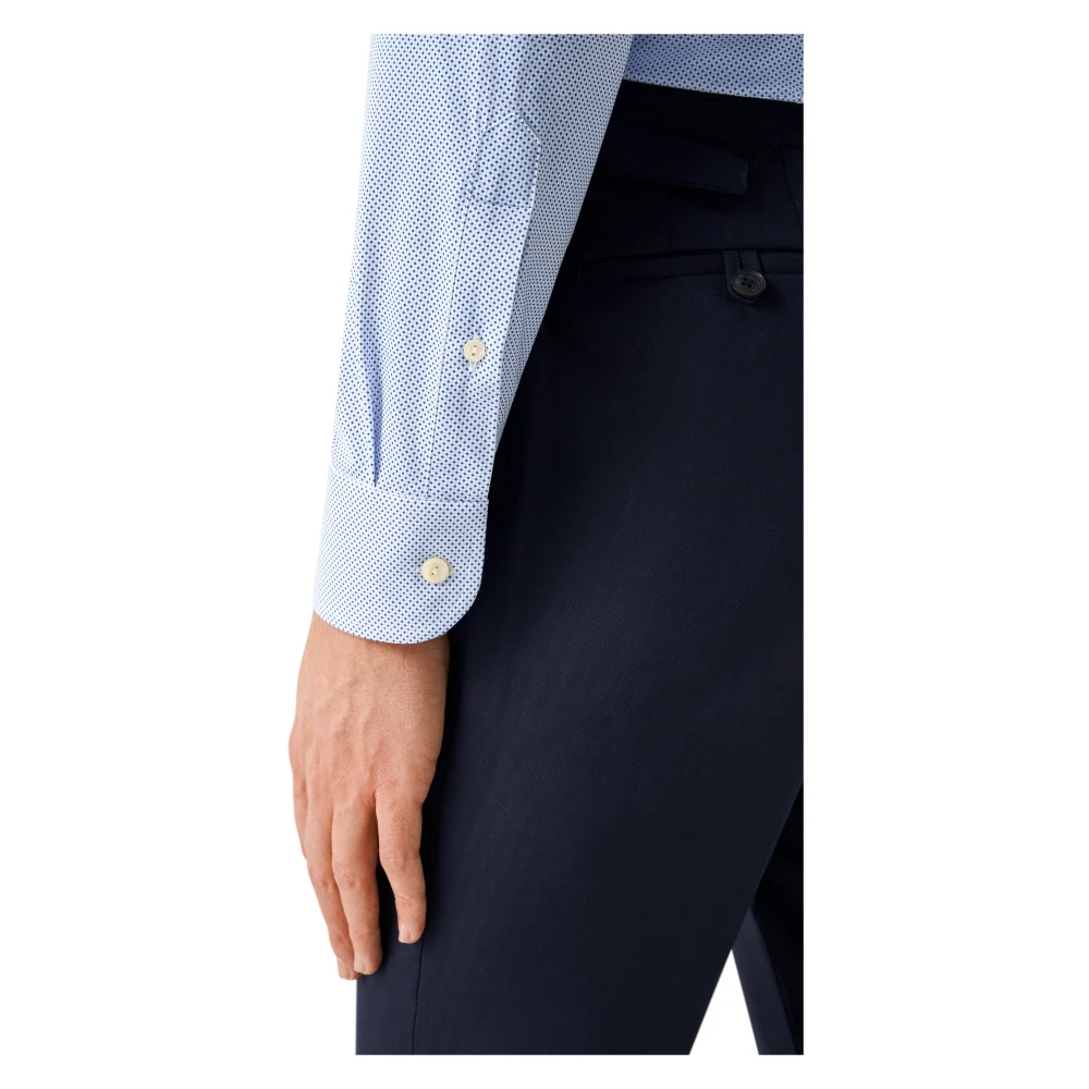 Eton Stretch Slim Fit Microprint Overhemd Blue Heren