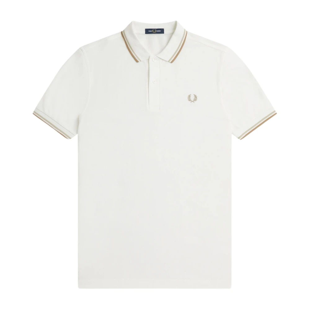 Fred Perry Wit Polo Shirt met Twee Gestreepte Rand White Heren