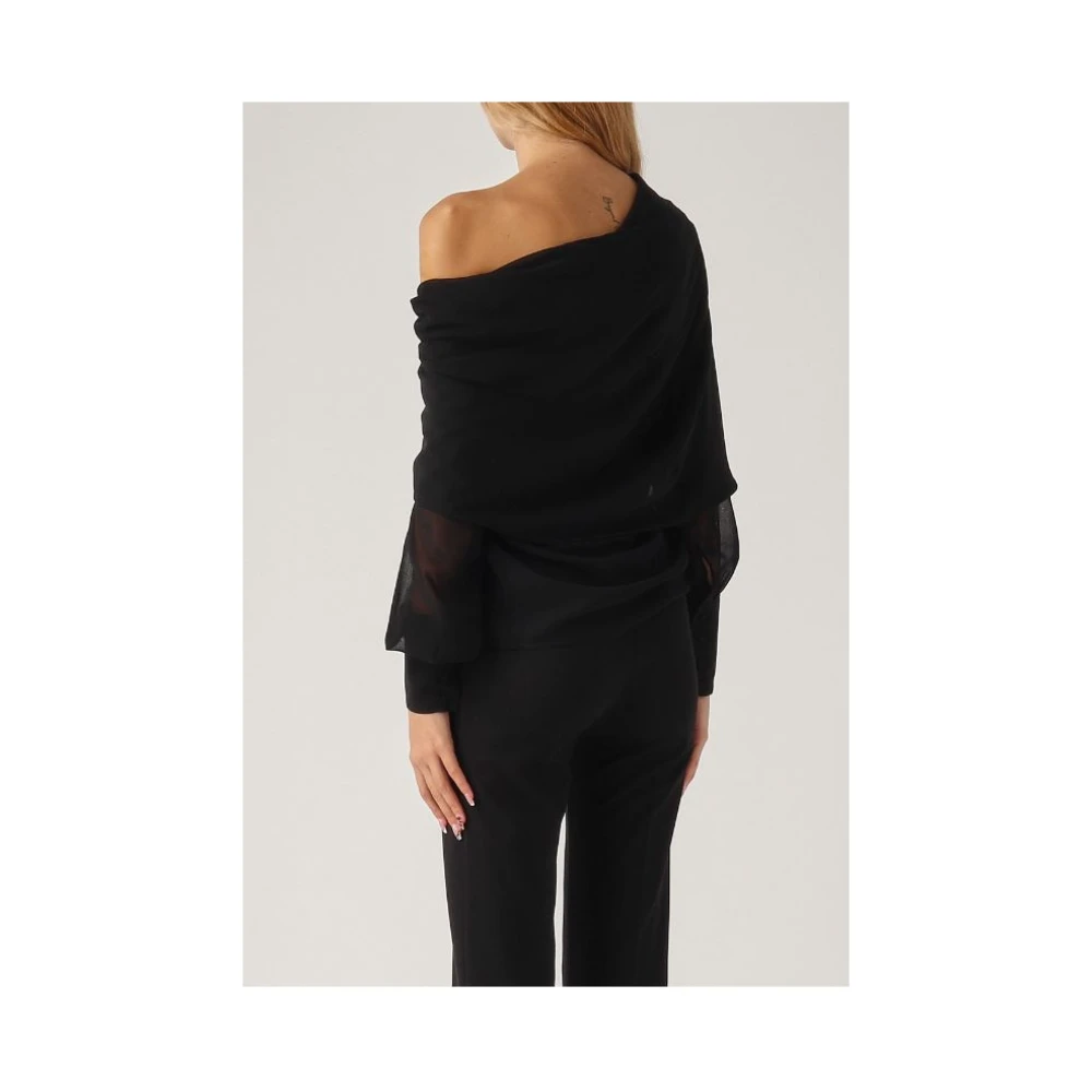 pinko Zwarte overhemd met brede kraag Black Dames