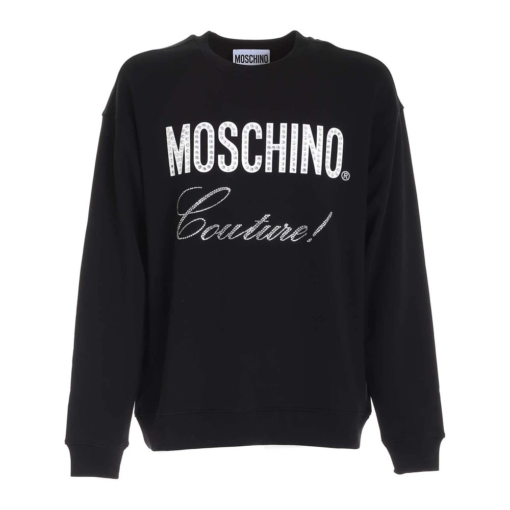 Moschino Svart Kristall Logo Sweatshirt Black, Herr