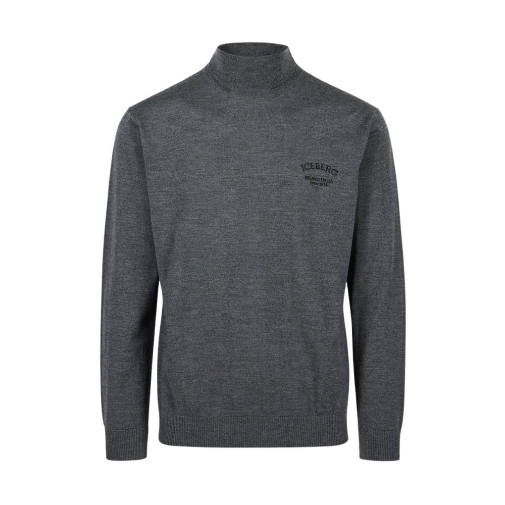 Iceberg Wollen coltrui met logo Gray Heren