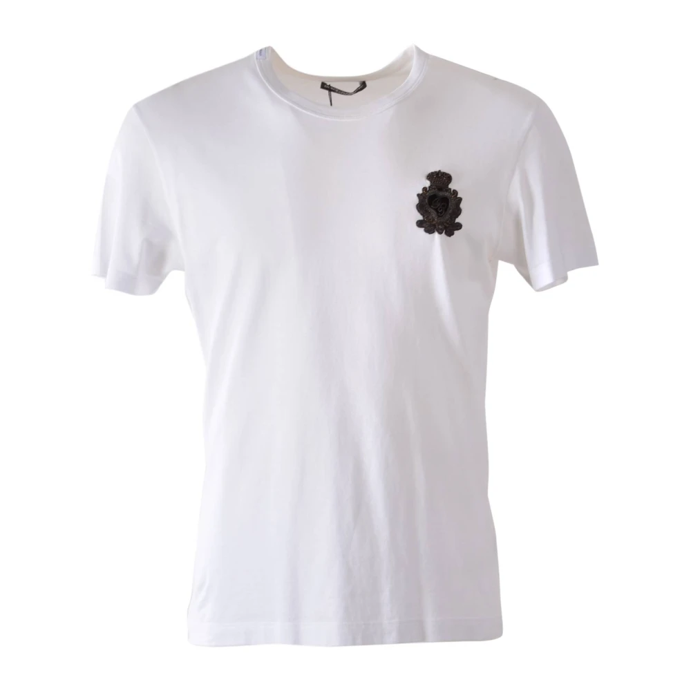 Dolce & Gabbana Geborduurd T-shirt met korte mouwen White Heren