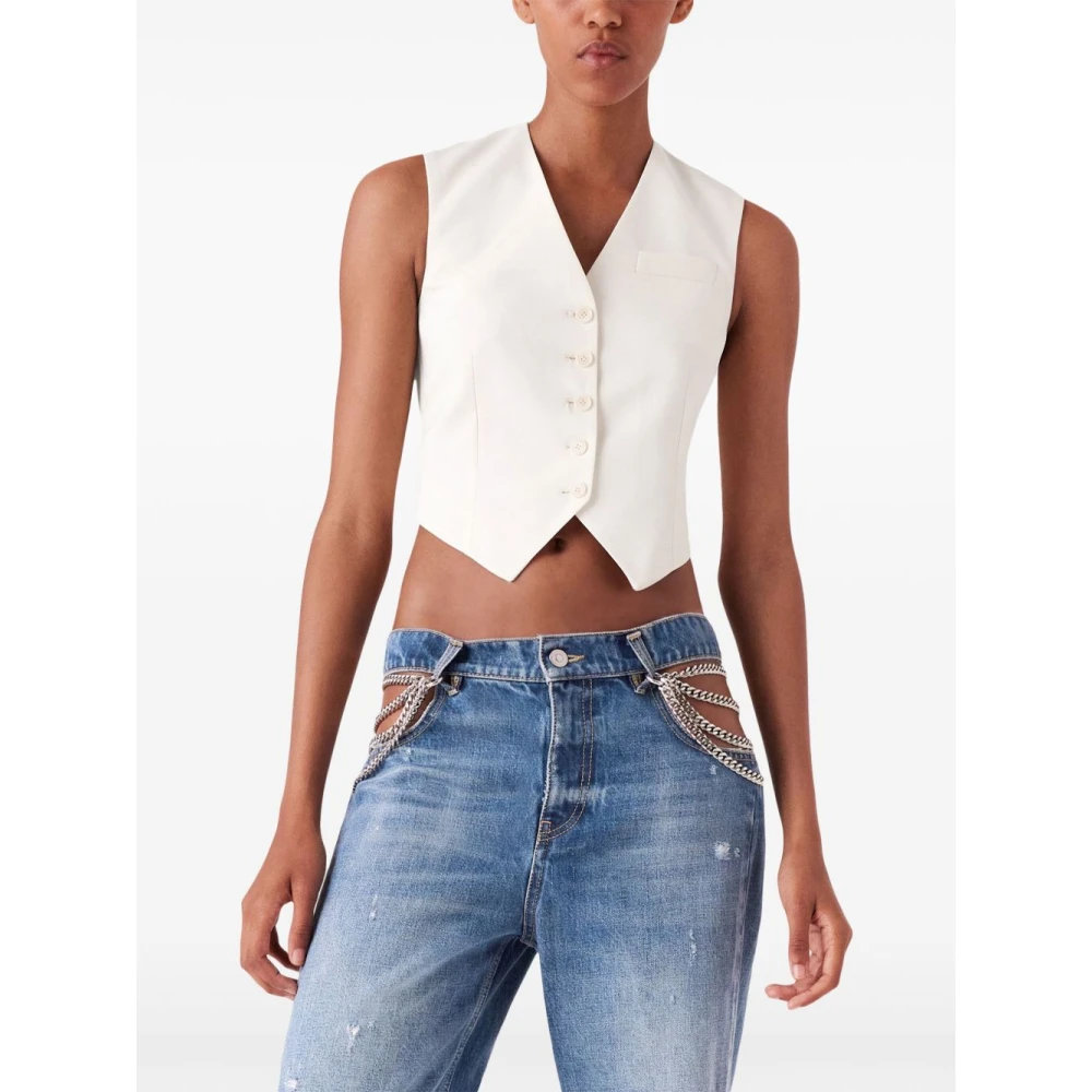 Stella Mccartney Beige Trui met Voorknoopsluiting Beige Dames