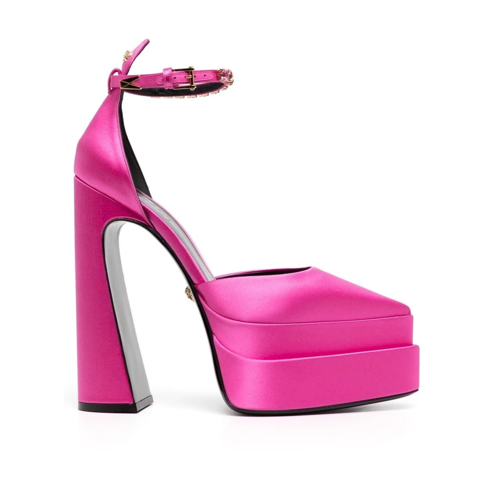 Versace Hot Pink Kristall Mary Jane Plattform Sandaler Pink, Dam