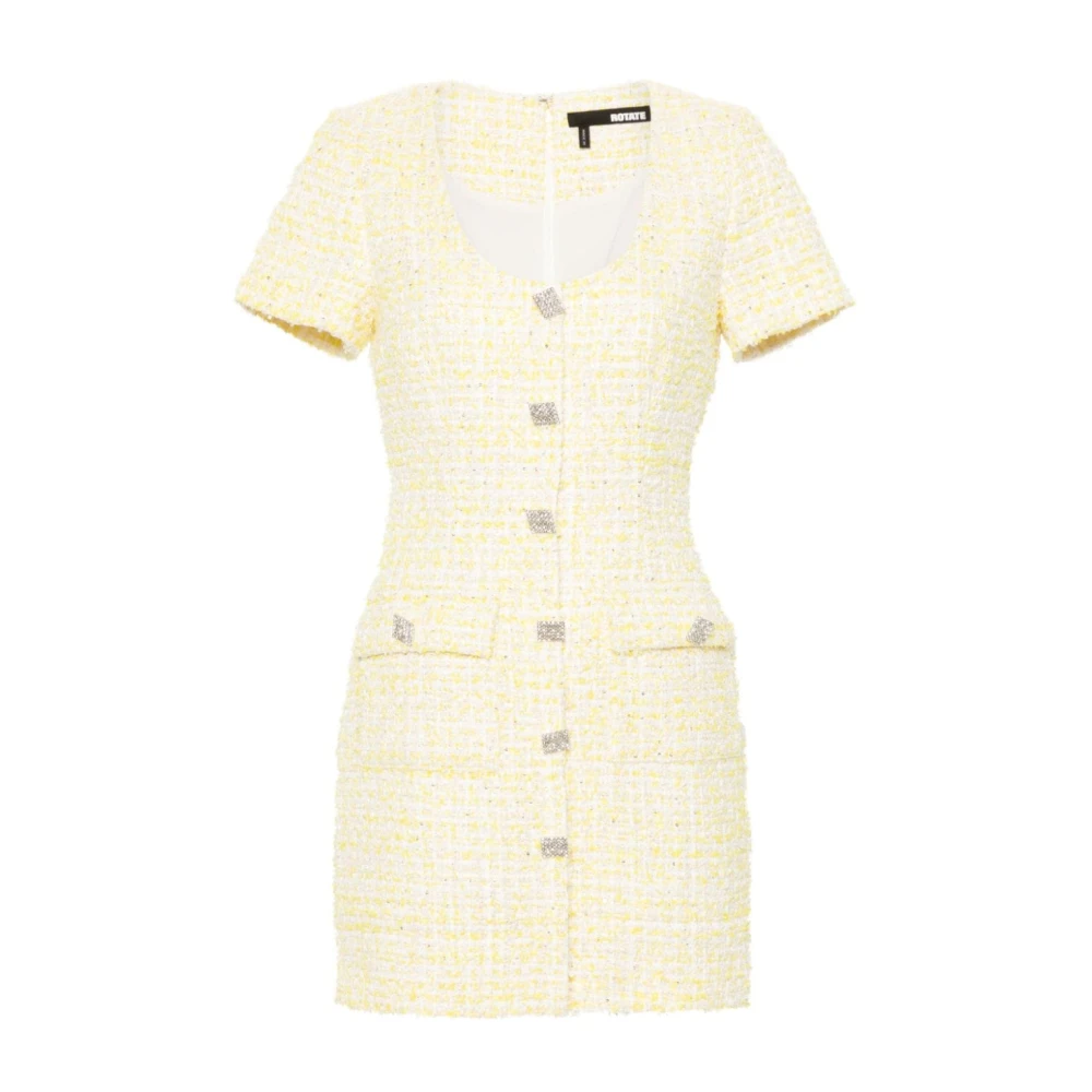 Rotate Birger Christensen Paillet Bouclé Jurk Aw24 Yellow Dames