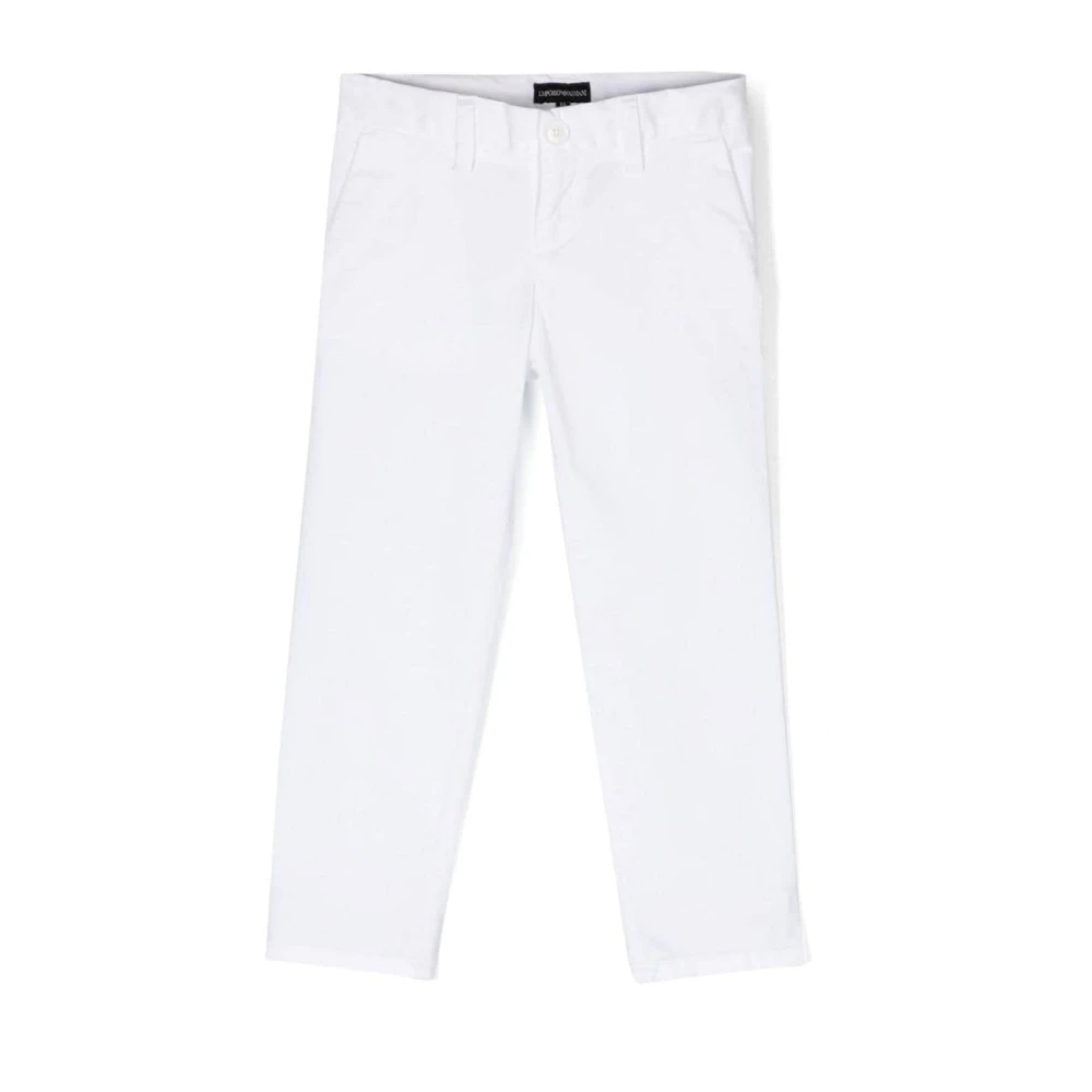 Emporio Armani Boys White Trousers, 4 Y, Pantalone In Cotone