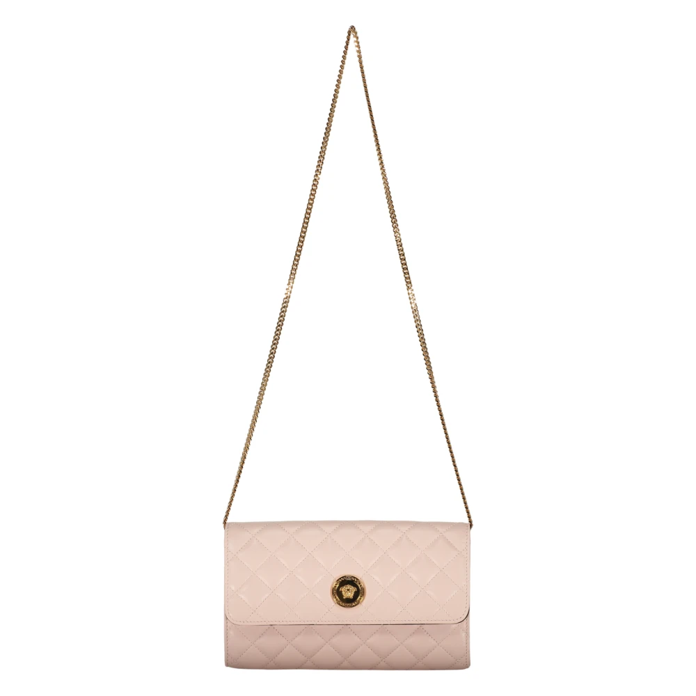 Versace Gewatteerde Leren Clutch met Logo Pink Dames