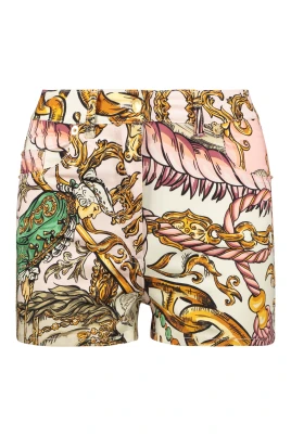 Tryckta bomullsshorts med metall detaljer