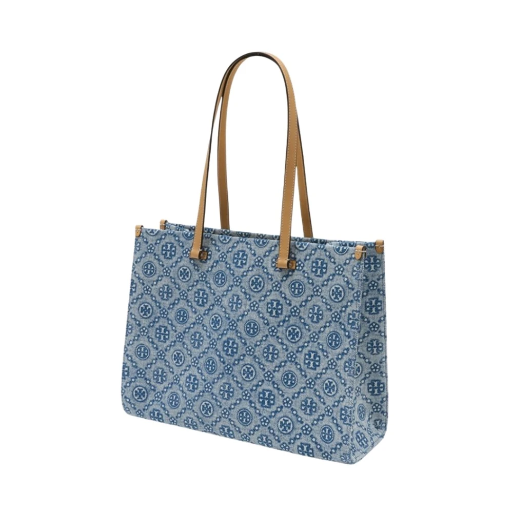 Tory Burch Women's Blue Shopping Bags, One Size, T-Monogram Shopper Bag