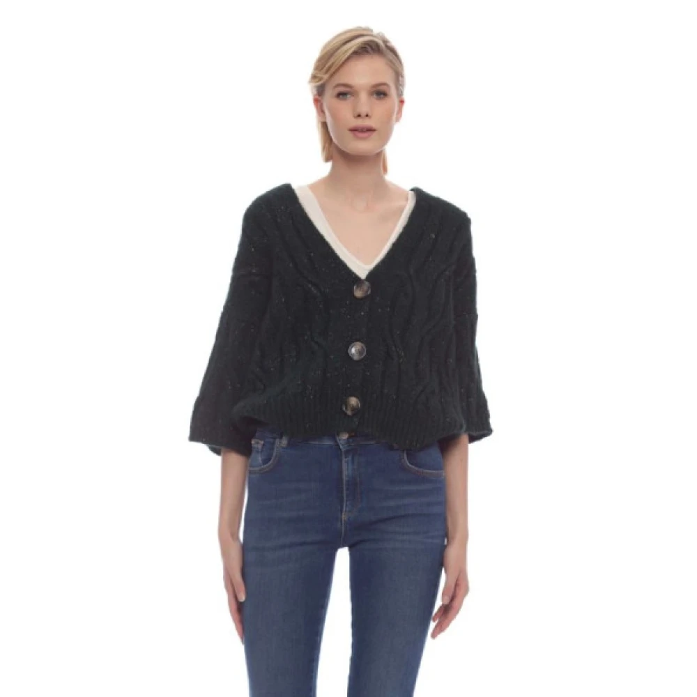 Kocca Geknoopte Batwing Mouw Vest Green Dames