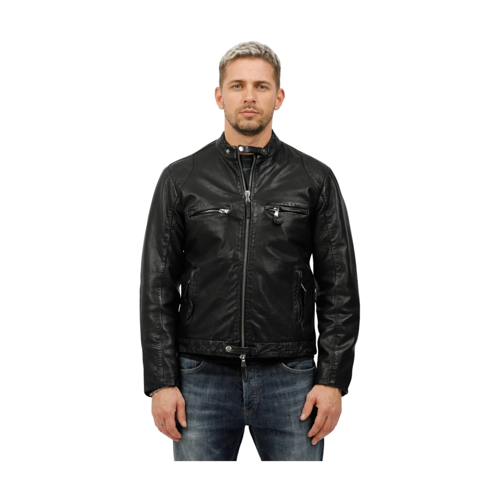 The Jack Leathers Leren bikerjack Black Heren