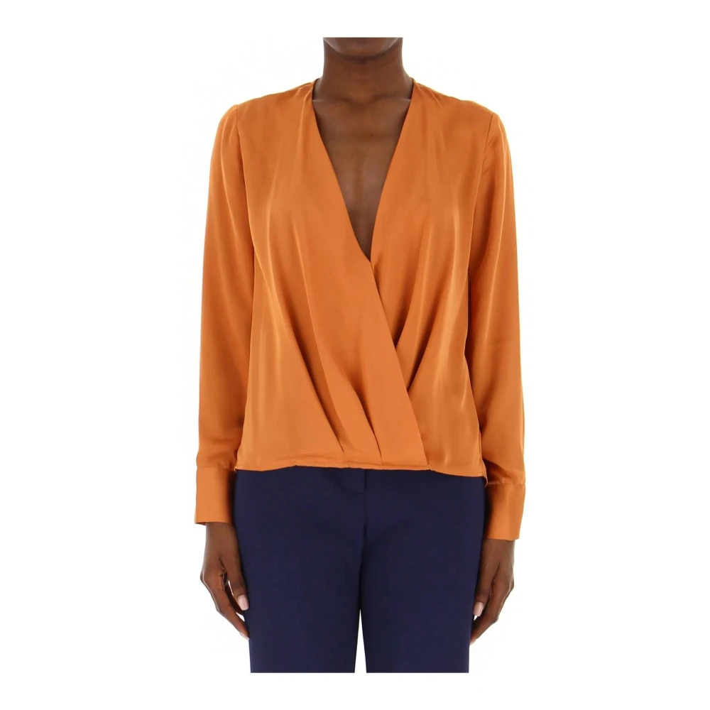 Kocca Gekruiste V-hals blouse in effen kleur Orange Dames