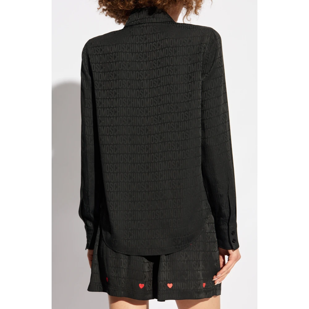 Moschino Shirt met logo Black Dames
