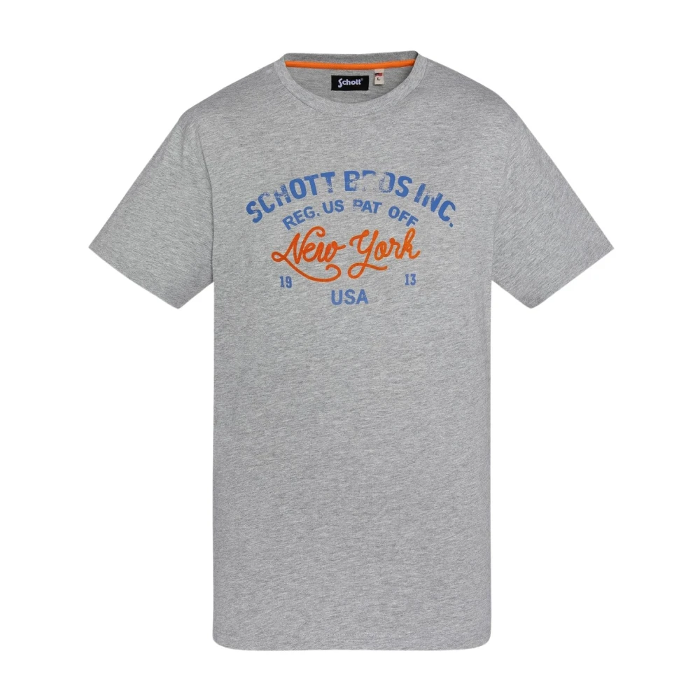 Schott NYC Katoenen TShirt Toby Grijs Gray Heren