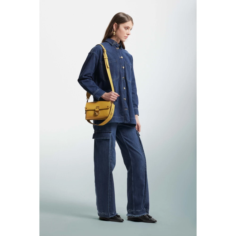 Kocca Denim-effect overhemd met glanzende knopen Blue Dames